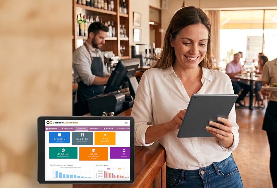 Vista de restaurante con sistema GestionarGastronomia