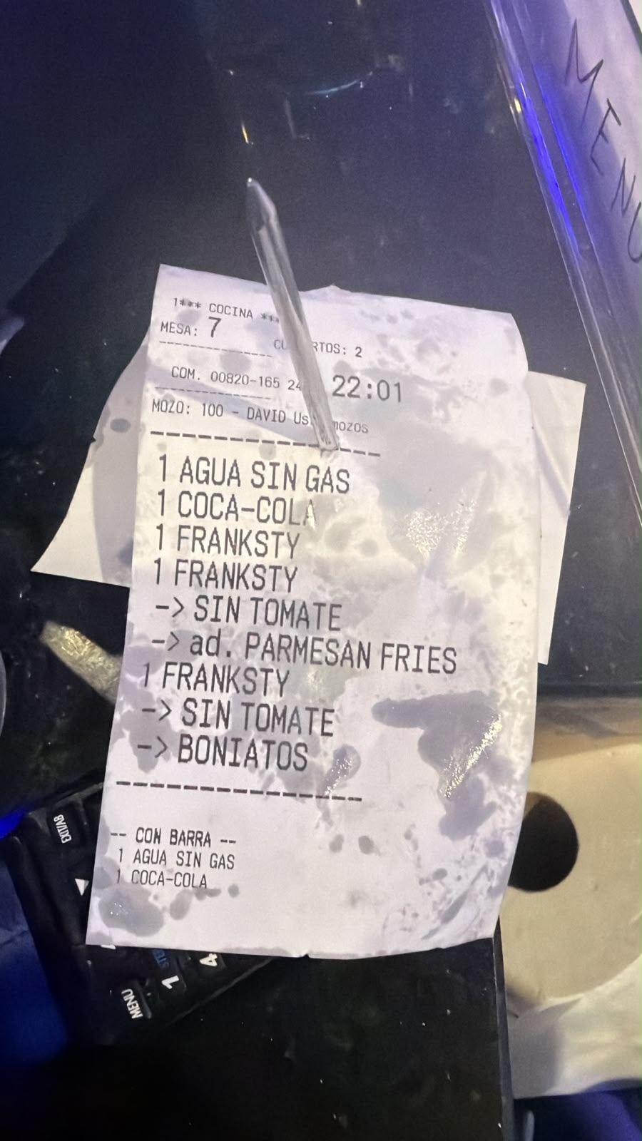 Ticket y pantalla del punto de venta